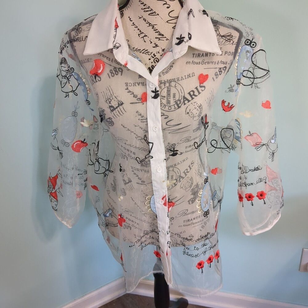 WO WO Women’s Top Long Sleeve Shirt 3x Disney princess theme sheer